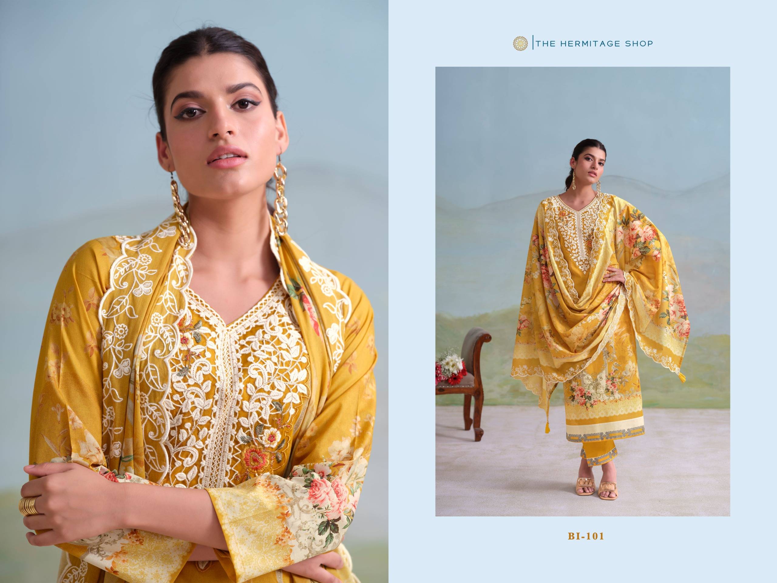 BINSAEED ORIGINALS by  THE HERMITAGE SHOP 101 To 104 Series Pakistani Stylish Beautiful Colourful Printed GIZA LAWN Dresses At Wholesale Price
